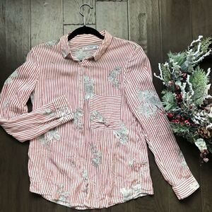 Pull&bear floral striped shirt